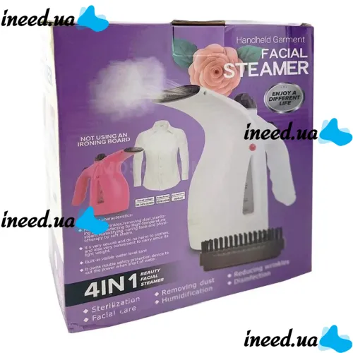 Вертикальный ручной паровой отпариватель 4в1 Facial Steamer RZ-608 750 Вт для одежды с 2 насадками Парогенератор, Паровой утюг пароочиститель от сети