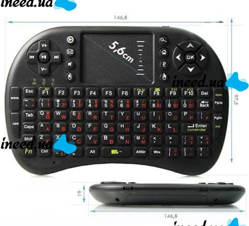 Wireless Mini Keyboard Rii mini i8 2.4GHZ RUS with Battery-powered Touchpad, Universal Mini keyboard Remote Control for TV/PC/Tablets Black