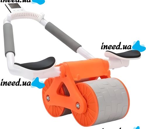 Автоматический ролик тренажер Healthy Abdomen Wheel DL-431 для пресса живота с отскоком и поддержкой локтя с дисплеем, Колесико с ковриком AND438