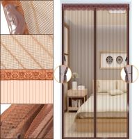 Антимоскитная сетка на магнитах Magic Mesh Brown 90Х210 см раздвижная магнитная москитная штора от насекомых и мух на дверь Коричневая Меджик Меш