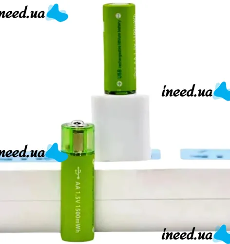 Аккумуляторные перезаряжаемые батарейки USB АА FlyCat 1.5V 1500 mAh 2шт, Пальчиковые аккумуляторы батарейка 1500 мАч зарядка от юсб в кейсе Зеленые