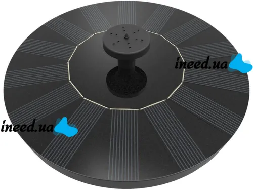 Садовий плаваючий фонтан Solar Fountain Pump Aisitin RC-611 на сонячній батареї 130мм з насадками, Сонячний водяний насос до 150л/год для саду Чорний