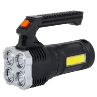 Cordless Handheld Flashlight X-Balog LF-S09 LED Portable Camping Flashlight, Portable Camping Spotlight with USB Black