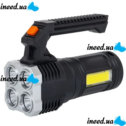 Cordless Handheld Flashlight X-Balog LF-S09 LED Portable Camping Flashlight, Portable Camping Spotlight with USB Black