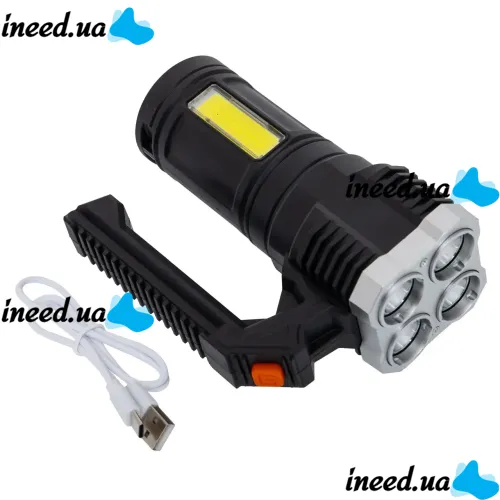 Cordless Handheld Flashlight X-Balog LF-S09 LED Portable Camping Flashlight, Portable Camping Spotlight with USB Black