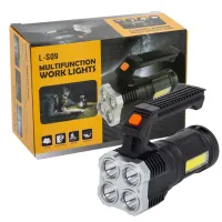 Cordless Handheld Flashlight X-Balog LF-S09 LED Portable Camping Flashlight, Portable Camping Spotlight with USB Black