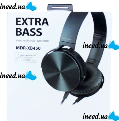 Overhead Wired Headphones with Extra Bass MDR-XB450BT Black Headset, Full-size Headphones with MP3 Player and mini jack 3.5 mm Headset Black