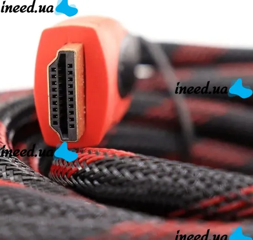 Усиленный кабель Hdmi to Hdmi 25м 1080p в обмотке Кабель-удлинитель HDMI-HDMI 25m 25 m, 25 м для монитора и телевизора в оплетке Черно Красный