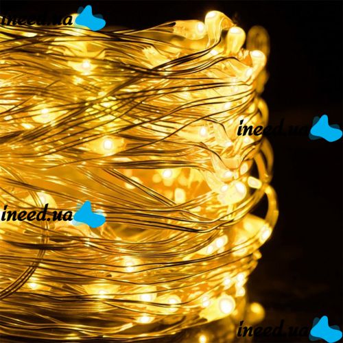 Внутренняя светодиодная гирлянда Конский хвост 200LED диодов 2 м 10 нитей Теплый белый для дома гирлянда роса 10 струн по 2 метра USB Теплая белая