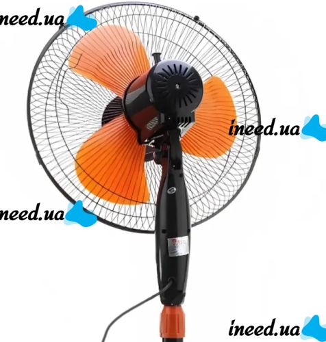 Підлоговий вентилятор Domotec MS-1619 40 см stand fan 16" дюймів 40W помаранчевий Домотек Orange на телескопічній ніжці з поворотом і нахилом