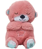 Светящаяся дышащая Выдра Fisher Price FXC66 30 см с дыханием для сна детей, мягкая плюшевая игрушка музыкальный ночник от батареек Розовая
