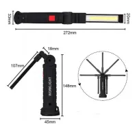 Аккумуляторный складной светильник Worklight W-52 LED COB 360° фонарь с магнитом и крючком 5 режимов, Светодиодный фонарик для кемпинга 5W G52