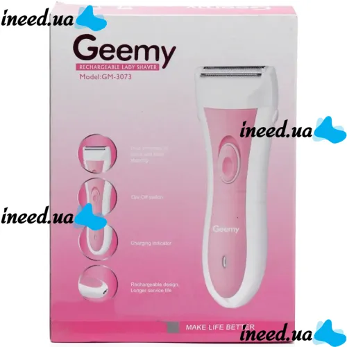 Женский аккумуляторный эпилятор Gemei GM-3073 для ног и зоны бикини 3W, Беспроводной депилятор электробритва GM3073 для депиляции тела Розовый