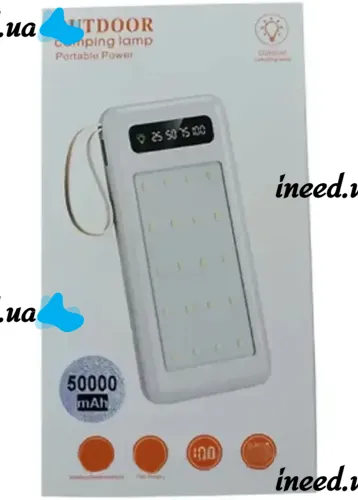 Портативное зарядное устройство Power Bank Z-05 50000 mah c набором 4 кабелей, Внешний аккумулятор зарядка с фонариком Type-C MicroUSB Lightning
