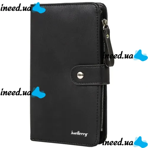 Женский кошелек клатч Baellerry Miracle JC224 Black с отделением для телефона на кнопке, Женское портмоне на 17 отделений для купюр и монет Черный