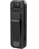 Нагрудная боди камера видеонаблюдения Wi-fi Jozuze L7 с поворотным объективом 1080p и датчиком движения, Видеокамера с диктофоном MD13 90° Черная