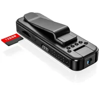 Нагрудная боди камера видеонаблюдения Wi-fi Jozuze L7 с поворотным объективом 1080p и датчиком движения, Видеокамера с диктофоном MD13 90° Черная