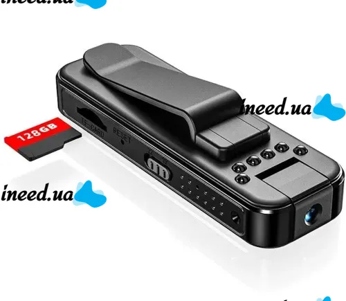 Нагрудная боди камера видеонаблюдения Wi-fi Jozuze L7 с поворотным объективом 1080p и датчиком движения, Видеокамера с диктофоном MD13 90° Черная