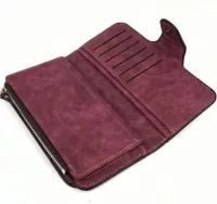 Женский замшевый кошелек Baellerry Forever N2345 Dark Red женское мини портмоне на 10 отделений для хранения купюр и мелочи Темно красный