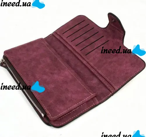 Женский замшевый кошелек Baellerry Forever N2345 Dark Red женское мини портмоне на 10 отделений для хранения купюр и мелочи Темно красный
