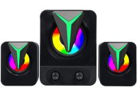Музыкальные компьютерные колонки Hotmai Speaker FT-25-2.1 с RGB подсветкой для ПК, Акустическая система с сабвуфером и сателлитами 9W USB 3.5мм FT-25