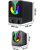Музыкальные компьютерные колонки Hotmai Speaker FT-25-2.1 с RGB подсветкой для ПК, Акустическая система с сабвуфером и сателлитами 9W USB 3.5мм FT-25