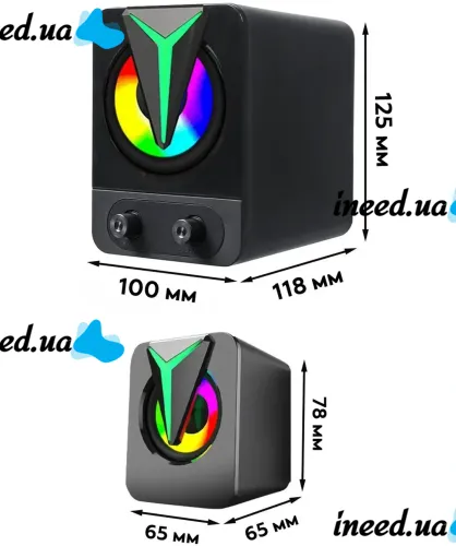 Музыкальные компьютерные колонки Hotmai Speaker FT-25-2.1 с RGB подсветкой для ПК, Акустическая система с сабвуфером и сателлитами 9W USB 3.5мм FT-25