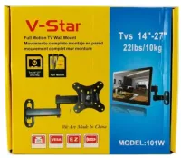 Настенный поворотный кронштейн V-STAR 101W для телевизоров CP101 14"-27" до 10 кг Поворотное крепление для ТВ DF03, X100 на стену с поворотом 180º