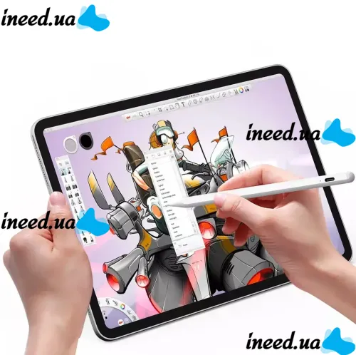 Универсальный стилус Stylus Pen JT19 для письма и рисования Android iPad IOS, Активный стилус-ручка для телефона и планшета с 2 наконечниками Белый