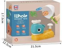 Детский игровой набор фрисби Whale Frisbee 9965A с 2 сачками и 6 тарелками, Игрушка катапульта JQ-269 для запуска летающих тарелок VN-640 для детей