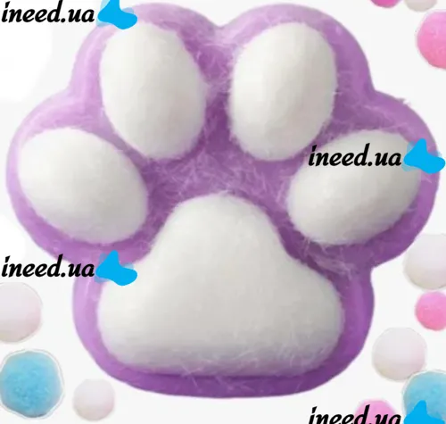 Силиконовая игрушка антистресс сквиш Кошачья лапка Squishy Toys с ворсинками для рук, Детская мялка лапа кота Моти Каваи с шариками 2410-4 для детей