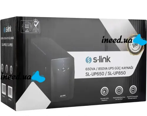 Аварийный бесперебойник ИБП S-Link SL-UP650 650VA 390w на 2 розетки Источник бесперебойного питания 7Ah для защиты от нестабильного электропитания