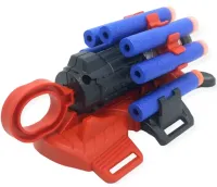 Дитяча іграшка рукавичка бластер Людина павук Spider man gloves з 10 м'якими кулями, Іграшкова зброя пістолет Спайдер мен на руку з барабаном