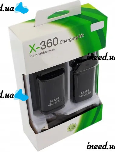 Зарядное устройство Microsoft Play Charge Kit Xbox 360 4в1 с двумя аккумуляторами 4800mAh, Зарядный комплект для джойстиков 2 аккумулятора + адаптер
