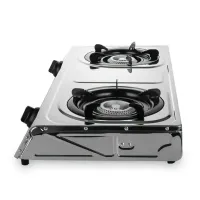Настольный газовый таганок Domotec MS-6606 на 2 конфорки Переносная двухконфорочная газовая плита настольная варочная поверхность для баллонного газа
