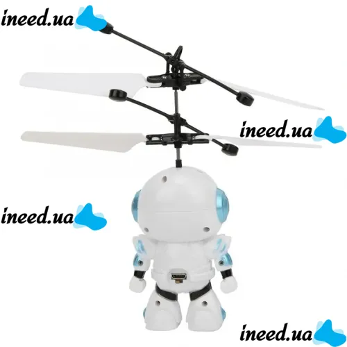 Летающий робот Robot Flying Aircraft VIATOYS PC520 летит за рукой, Индукционная летающая USB игрушка с сенсорным управлением от руки и подсветкой