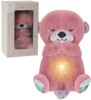 Светящаяся дышащая Выдра Fisher Price FXC66 30 см с дыханием для сна детей, мягкая плюшевая игрушка музыкальный ночник от батареек Розовая