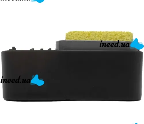 Нажимной диспенсер органайзер Soap pump caddy для моющего средства и кухонной губки 300мл, Подставка для губок с мыльницей дозатором Черный