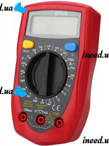Многофункциональный цифровой мультиметр Digital DT33C мультитестер + термопара, Электрический карманный тестер напряжения, тока и сопротивления