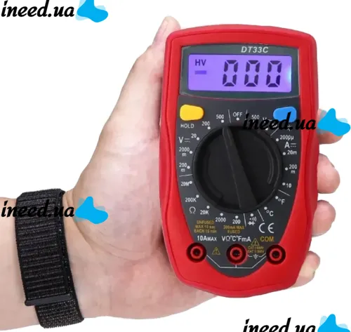 Многофункциональный цифровой мультиметр Digital DT33C мультитестер + термопара, Электрический карманный тестер напряжения, тока и сопротивления