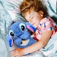 Интерактивная мягкая игрушка дышащий стич Stich 30 см, Музыкальный плюшевый ночник стич с эффектом дыхания на батарейках для новорождённых детей