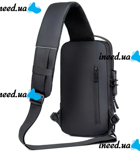 Мужская сумка барсетка через плечо Weixier X306 с USB-портом для зарядки, Нагрудный водонепроницаемый кросс боди рюкзак Fashion с кодовым замком