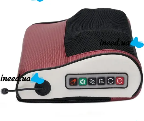Массажная подушка для спины и шеи Massage Cushion FG214 3 режима работы с подогревом 24W Роликовый массажер FG-214 15 шариков от сети и прикуривателя