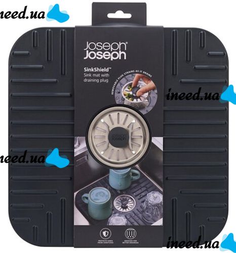 Защитная подставка Joseph SinkShield 851700 для раковины со сливом 30x30 см, Гибкий квадратный защитный коврик с защитой от засоров для мойки