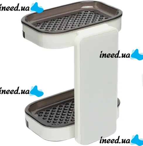 Настенная двойная мыльница органайзер для мыла Soap dish AND872 на липучке, Двухслойный держатель сушилка для губки 17х13х10см в ванную на стену
