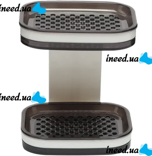 Настенная двойная мыльница органайзер для мыла Soap dish AND872 на липучке, Двухслойный держатель сушилка для губки 17х13х10см в ванную на стену