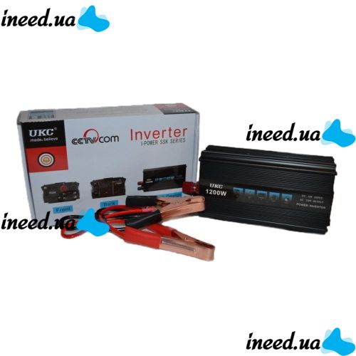 Автомобильный инвертор UKC SSK 1200W преобразователь напряжения, 12В 220В 1200Вт
