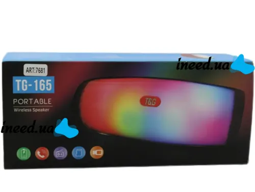 Беспроводная Bluetooth колонка T&G TG165C с RGB LED подсветкой и функцией Power Bank, Аккумуляторная блютуз акустика SPS UBL USB AUX для Android IOS