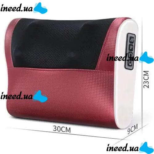 Массажная подушка для спины и шеи Massage Cushion FG214 3 режима работы с подогревом 24W Роликовый массажер FG-214 15 шариков от сети и прикуривателя