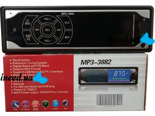Автомобильная магнитола ISO Pioneer MP3-3882 автомагнитола с сенсорными кнопками